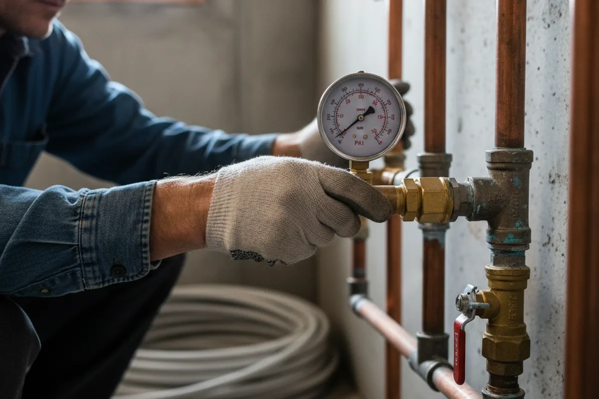 Pressure testing a repaired line during Water Line Repair in Gansevoort